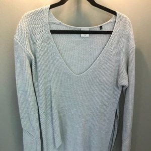 cabi Grey Side Zip V-Neck Sweater